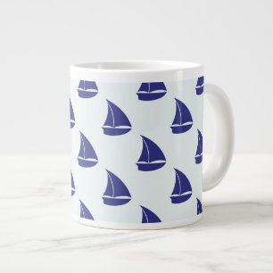 Royal Blue Sailboat Mönster Jumbo Mugg