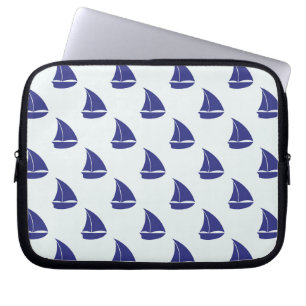 Royal Blue Sailboat Mönster Laptop Fodral