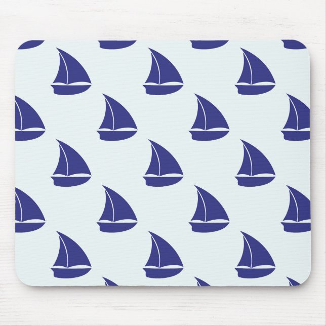 Royal Blue Sailboat Mönster Musmatta (Framsidan)