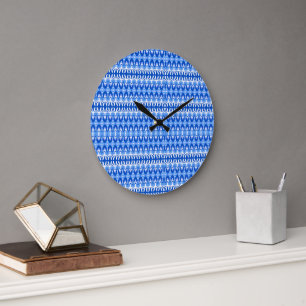 Royal Blue Sapphire och White Geometric Stor Klocka