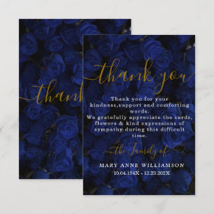 Royal Blue Script - miniatyrkort - blått skript Tack Kort