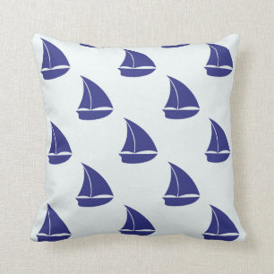 Royal Blue Segelbåtsmönster Kudde