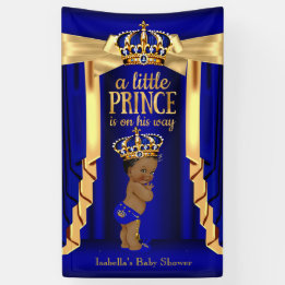 Royal Blue Silke Guld Krona Baby Shower Ethnic
