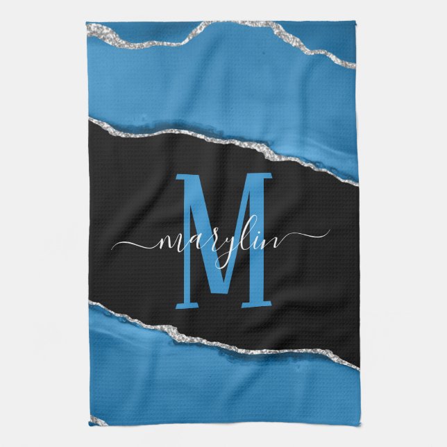 ROYAL BLUE & SILVER AGATE KÖKSHANDDUK (Vertikal)