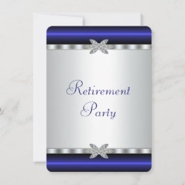 Royal Blue Silver Diamant Kvinnors Pensionärsfest Inbjudningar