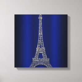 Royal Blue & Silver Eiffel Torn Paris Modern Glam Canvastryck