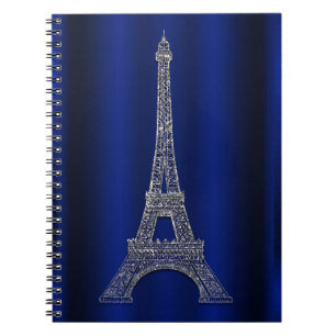 Royal Blue & Silver Eiffeltornet Paris Modern Glam Anteckningsbok