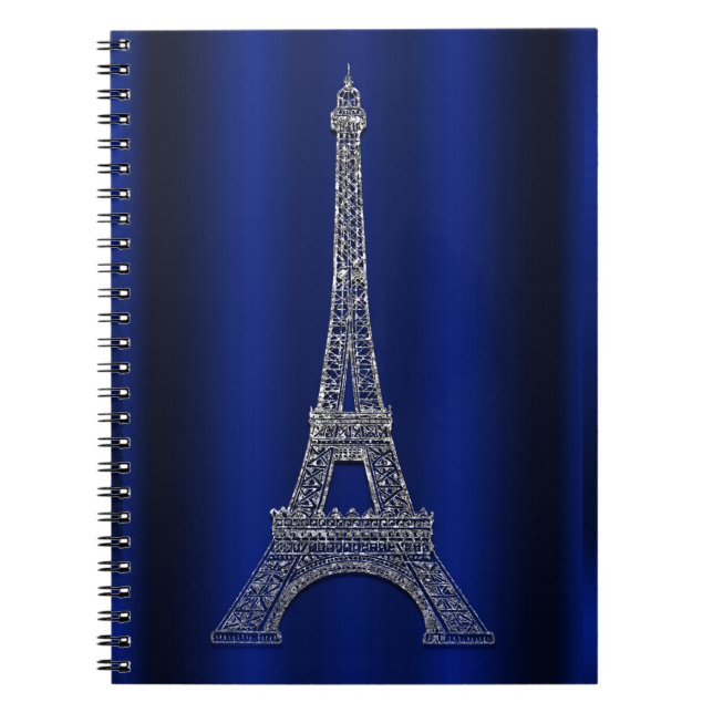 Royal Blue & Silver Eiffeltornet Paris Modern Glam Anteckningsbok (Framsidan)