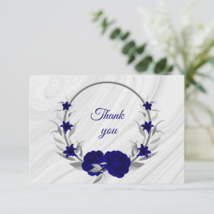 royal blue silver grått blommigt andedräkt för and tack kort
