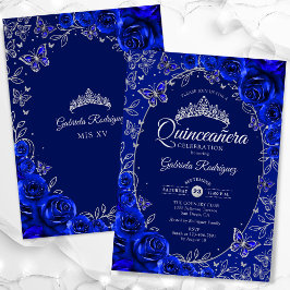 Royal Blue Silver Quinceanera Inbjudningar