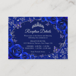 Royal Blue Silver Quinceanera Reception Details Tilläggskort