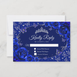 Royal Blue Silver Quinceanera Reply OSA Kort