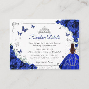 Royal Blue Silver Quincenarea Mottagningsdetaljer Tilläggskort