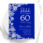 Royal Blue Silver Ro Surprise 60:e födelsedagen Inbjudningar<br><div class="desc">Royalets blå silver blommigt överraskar 60 födelsedagsfest inbjudan. Elegantens utformning med ro,  faux silver-folie och typsnitt för typsnitt. Trendig inbjudan-kortets perfekt för en snyggt kvinnlig dag firande. Kan anpassas till vilken ålder som helst. Skrivna Zazzle-inbjudningar eller digital utskrivbar mall för omedelbar nedladdning.</div>