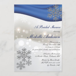 Royal Blue Silver Snöflingor Möhippa Inbjudningar
