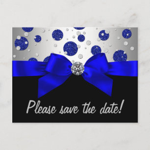 Royal Blue Silver Spara Datum Meddelande Vykort