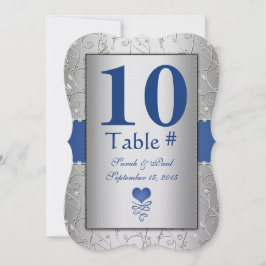 Royal Blue Silver Swirl Bröllop Inbjudningar