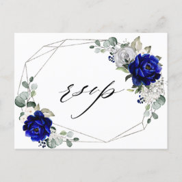 Royal blue Silver White Geometric OSA Vykort