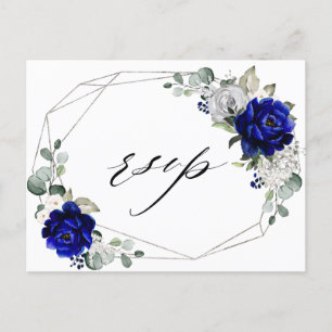 Royal blue Silver White Geometric OSA Vykort