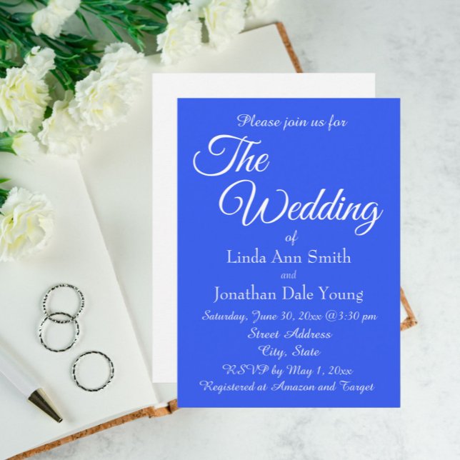 Royal Blue Simple Stil Bröllop Inbjudningar (In Situ Wedding)