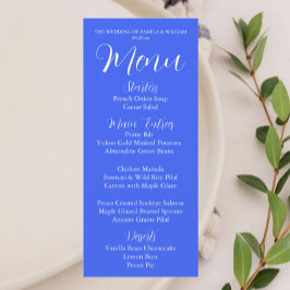 Royal Blue Simple Stil Bröllop Middag Meny