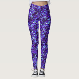 Royal Blue Sjöjungfru  Fish Leggings Yoga Byxor