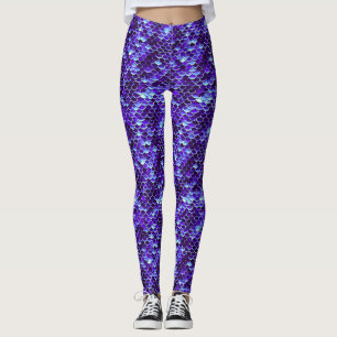 Royal Blue Sjöjungfru  Fish Leggings Yoga Byxor