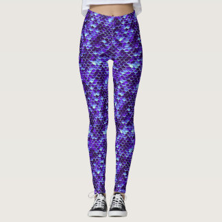 Royal Blue Sjöjungfru  Fish Leggings Yoga Byxor