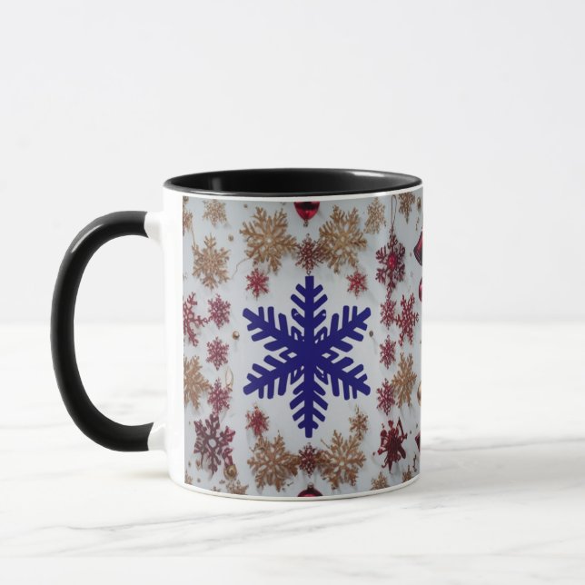 Royal Blue Snöflinga & Guld Ornament Jul  Mugg (Vänster)
