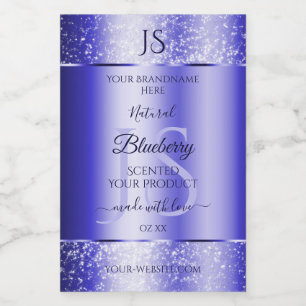 Royal Blue Soft Glitter Product Labels Monogram Mat Etikett
