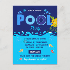 Royal Blue Sommar Pool Födelsedagsfest Vykort