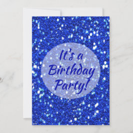 Royal Blue Sparkly Faux Glitter Födelsedagsfest Inbjudningar