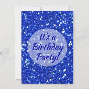Royal Blue Sparkly Faux Glitter Födelsedagsfest Inbjudningar