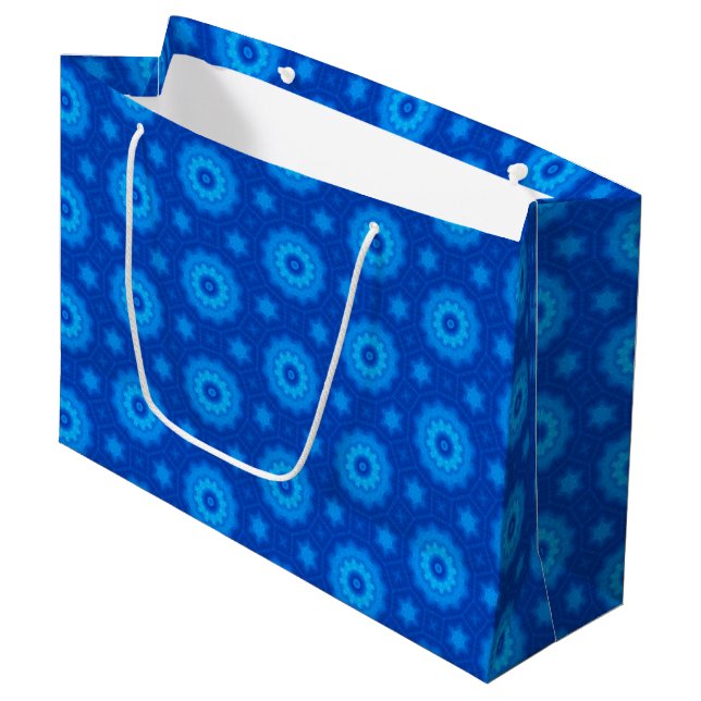 Royal Blue Star Mönster Large Gift Bag (Framsidan Vinklad)