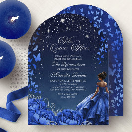 Royal Blue Starry Night Quinceanera Inbjudningar