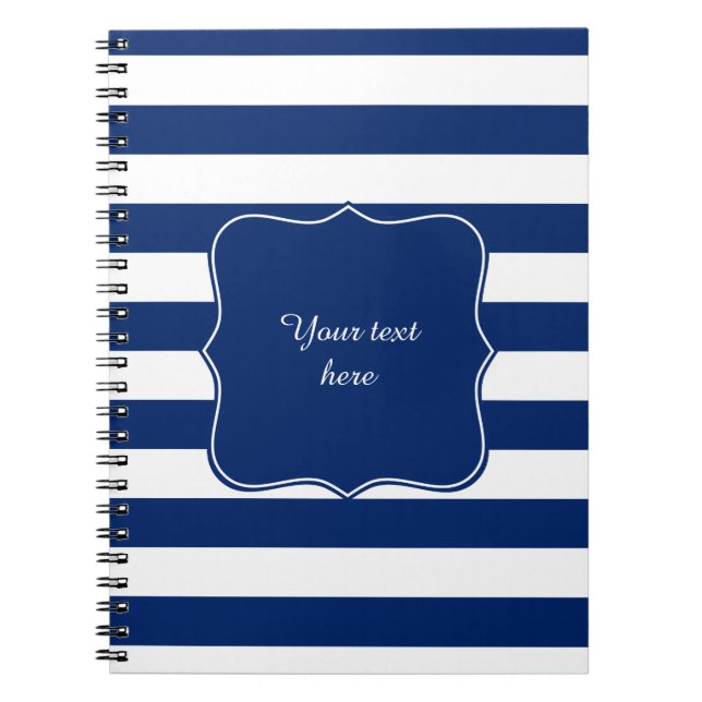Royal Blue Stripe Anteckningsbok Med Spiral (Framsidan)