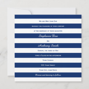 Royal Blue Stripe Bröllop Inbjudningar