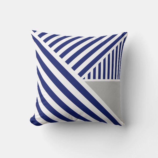 Royal Blue Stripes and Grey Kudde (Framsida)