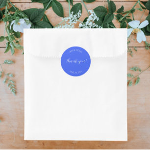 Royal Blue Stylized Bröllop Tack Runt Klistermärke