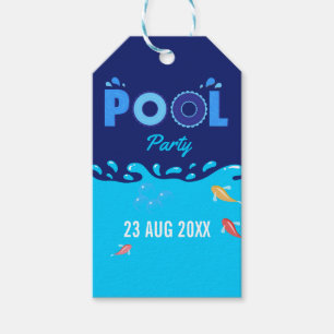 Royal Blue Summer Bassäng Födelsedagsfest Presentetikett