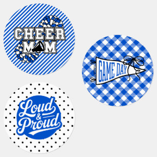 Royal Blue Svart och Vit Cheer Mom Klistermärke Ar