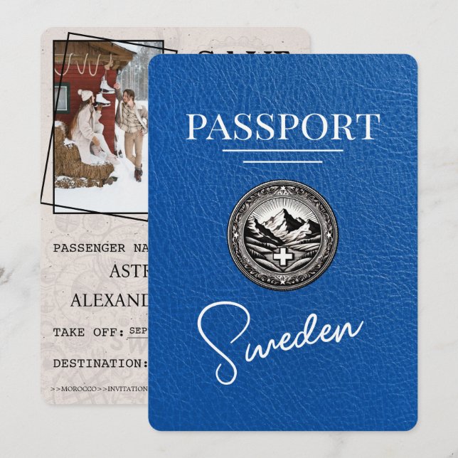 Royal Blue Sverige Passport Spara datum Datumet (Fram/baksida)