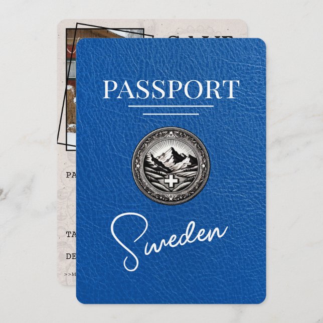 Royal Blue Sverige Passport Spara datum Spara Datumet (Fram/baksida)