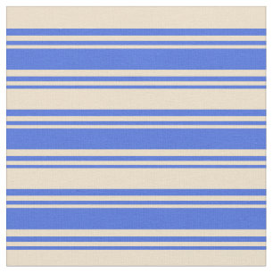 Royal Blue & Tan Stripe Mönster Tyg