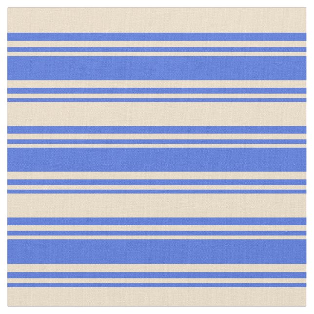 Royal Blue & Tan Stripe Mönster Tyg (Närbild)