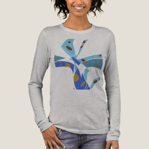 Royal Blue Teal with Circles Abstrakt Flower Art T Shirt