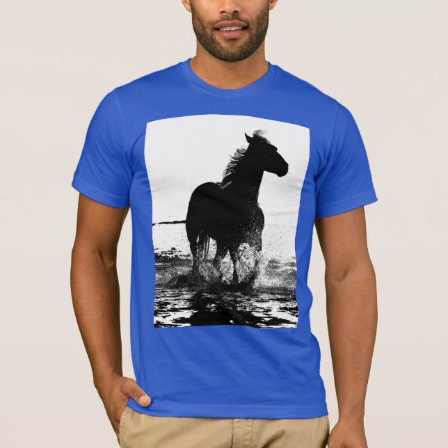 Royal Blue Template Runse Horse Modern Pop Art T Shirt (Framsida)