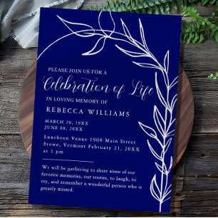 Royal Blue Text Minimal Firande of Life Inbjudningar