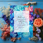 Royal Blue, Turkos och Coral Blommigt Bröllop Inbjudningar<br><div class="desc">Vinterbröllopsinbjudan till royal blått,  turkos och blommigt. Idealisk för ett trädgårdsbröllop.</div>