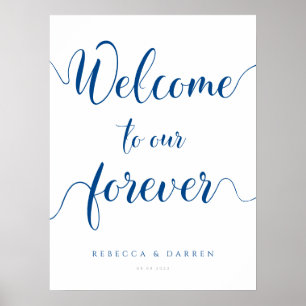 Royal Blue Välkommen till vår Forever Bröllop-skyl Poster